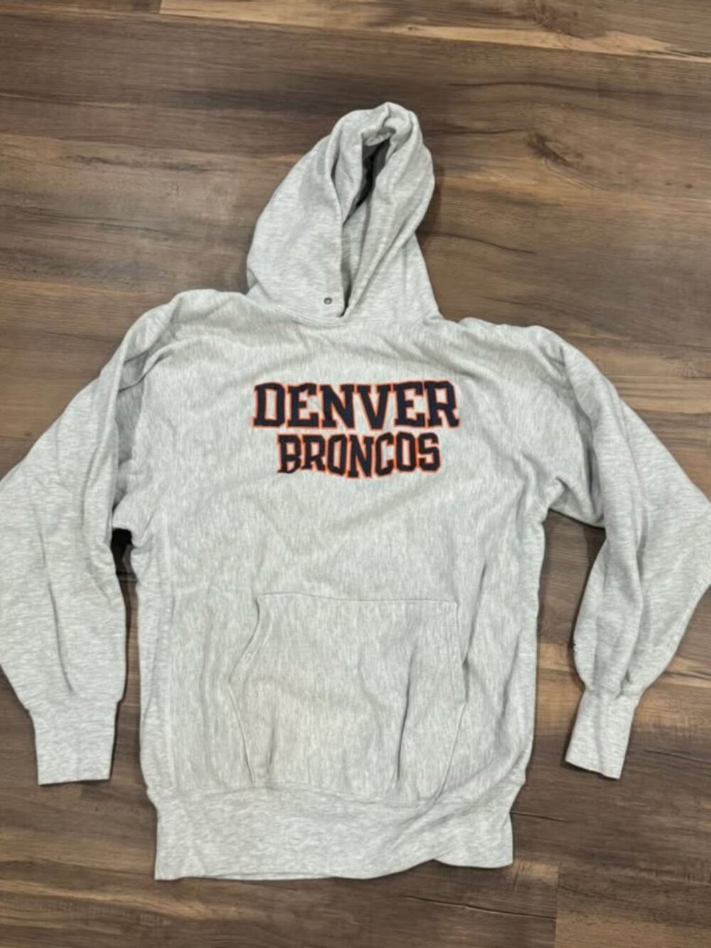 90s Champion reverse weave Denver Broncos hooded sweatshirt, size XXL
